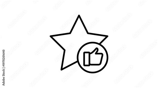 Star rating icon animation video footage for review, feedback, thumbs up, satisfaction, experience, like, testimonial, service, best quality, good comment, positive response