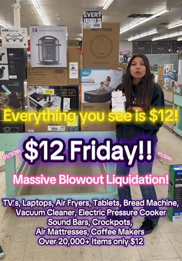 Snow has been Wild, but the biggest sale of the month is here! MASSIVE BLOW OUT! Everything you see is only $12! TV’s, Laptops, Air Fryers, Tablets, Bread Machine, Vacuum Cleaner, Electric Pressure Cooker, Sound Bars, Crockpots, Air Mattresses, Coffee Makers, Over 20,000 Items only $12.00!! We open at 9am to 8pm. We restock every 30mins to 1 hour throughout the day! We are closed until next Friday! Massive inventory buildup!! You don’t want to miss this. JMD Black Friday Baltimore 3718 W Belvede