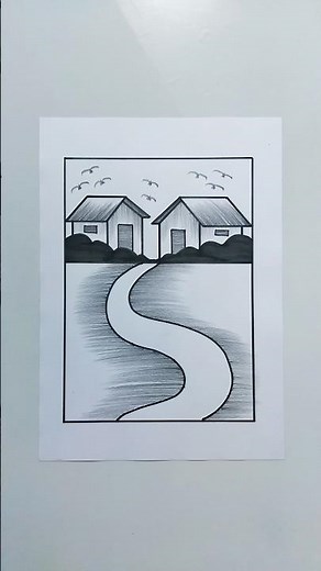 How to draw house 🏠 Learn to draw natural scenes #drawing #art #house #short