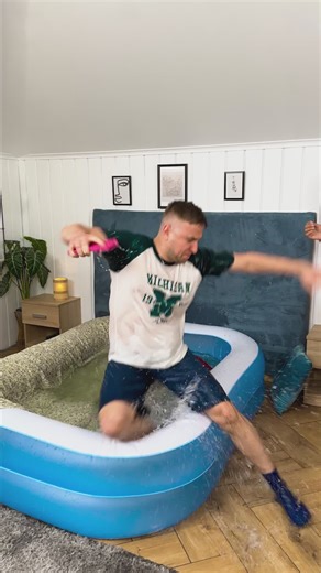 1.3M views · 10K reactions | Giant Bed Pool! 勞 Making Waves In My Bedroom! ️ #prank #pool #bed | Satisfying SKITS | Facebook