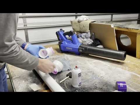 Clean gutters from ground with home made leaf blower attachment