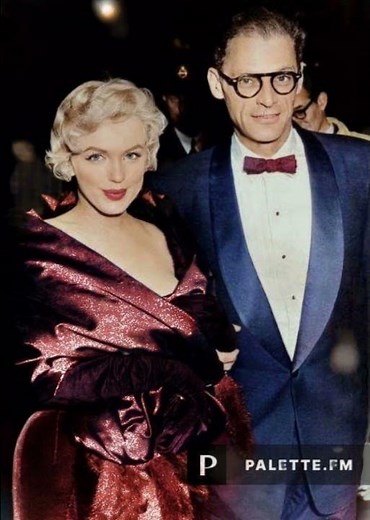 Marilyn Monroe & Arthur Miller at the London premiere of his play, "A View From The Bridge", 1956.
