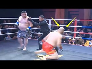 50岁中国王知亮开局仅11秒就被击倒，结果爆发将250斤小胖KO了