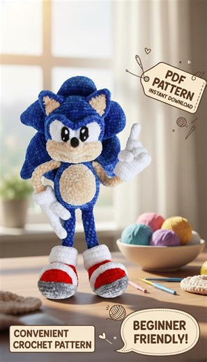Sonic Crochet Pattern PDF, Blue Hedgehog Amigurumi Plush Tutorial, Super-prickle Digital Download DIY Gift - Etsy