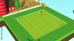 Modern Farm Field 3D Low Poly Animation
