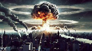 Nuclear Explosion Devastating a City Skyline