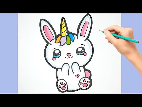 Drawing and Coloring a Cute Baby Unicorn Bunny