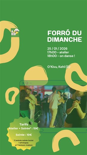 Forró Strasbourg on Instagram: "Au programme - Un atelier de pratique (1h) pour approfondir le forró - Danse libre avec de la bonne musique - Des supers bonnes choses à manger, préparées par Christian De 17h à ~22h au 2 Blumenstraße , Kehl, Germany, 77694 - parking gratuit Réserve ta fin de dimanche. 🎟️ Entrée comprenant afrotapas au choix : - Frite de patate (végane 🌱) - ou jerk wings - ou Chapatis (végane 🌱) - ou Accras de légumes (végane 🌱) et 1 Boisson maison : Bissap Tarif : 10€ Worksho