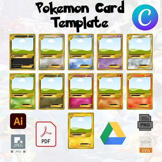 Custom Pokemon Card With Canva Frame Template , Craft Your Adventure With SVG, Ai, PDF, PNG, and Canva Frame - Etsy