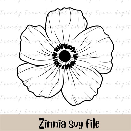 Zinnia Flower SVG Cut File – Floral Line Art Design (digital Download) - Etsy