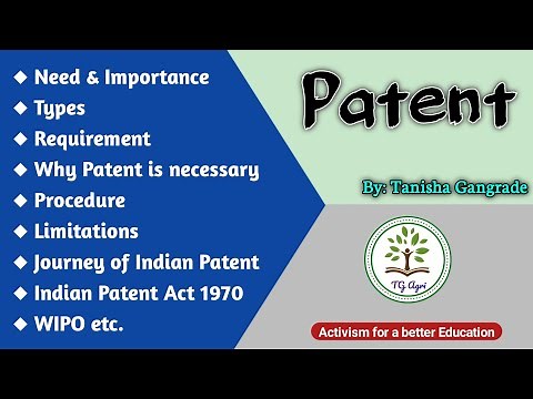 Patent | Indian Patent System | Types of Patent | Process of Patent | Apply for Patent by Tanisha