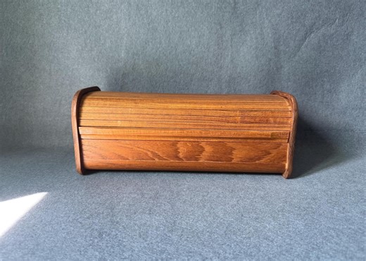 Large Teak Wood Tambour Roll-top Storage Box / Three Compartment / Kitchen Recipe Card Desk Organizer / Vintage Kalmar Designs Thailand 1970 - Etsy Canada
