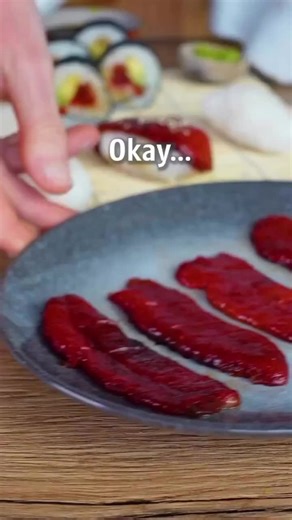 VEGAN TUNA 🍣 👀 Follow @plantbased_green By @fitgreenmind This is such an easy yet incredibly delicious recipe! The „tuna“ can be used for vegan sushi, poké bowls, tuna salad etc… 😌 Much love Maya ✨ RECIPE (3 servings, 90min prep time): -2 red peppers Cut in half, deseed and roast at 200C/400F for 30mins. Remove the skin. -3 Tbsp soy sauce -1 Tbsp sesame oil -1 sheet Nori, crumbled -1/2 Tsp garlic powder Mix and marinate 30-60mins. Use for sushi or other things. - VEGANER THUNFISCH 🍣 👀 Das i