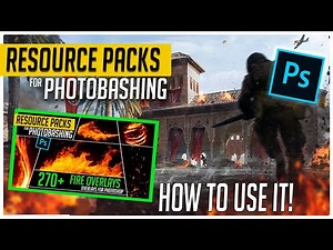 PHOTOBASHING Concept Art TUTORIAL: How to use FIRE Effects Overlay Resource Pack in Photoshop