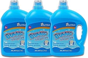 MorTime 3 Bottles Bubble Solution Refills, 3 L/101 OZ (up to 7.5 Gallon) Concentrated Bubble Solution Refill for Bubble Wands, Bubble Machines and Blowers
