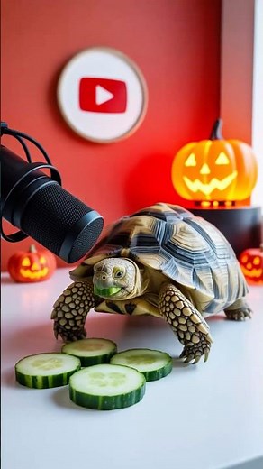 ASMR Turtle 🐢 | Satisfying Cucumber Crunch 🥒 | Relaxing Animal Sounds Happy Halloween🎃 #shorts
