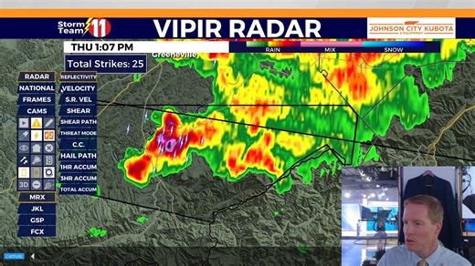 2.6K views · 24 reactions | 1:15pm Thur severe weather update.....still an ongoing severe risk for mainly Greeneville/Greene County, TN Office of Emergency Management & HLS Tn for the next 30mins with some rotation south of Greeneville | Jeremy Eisenzopf WJHL | Facebook