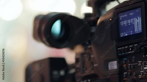 LCD display screen on a High Definition TV camera with timecode Stock Video