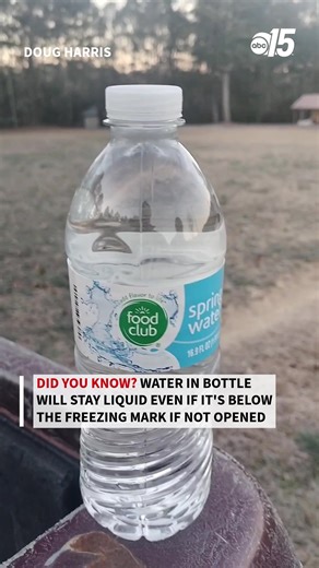Check out this viewer video! Here's how to try this out at home: - Get a bottle of purified or spring (not tap) water & put it in the freezer. - If you don't open it, the water will reportedly stay liquid even though it's below the freezing mark. Let us know if you try this out, and chime in your own video!🧊💧 #freezingtemps #waterbottle #purifiedwater