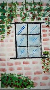 watercolor painting ✨|window and flowers #art #painting #timelapse #shorts
