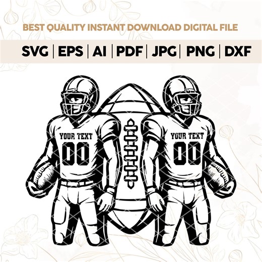 Personalized Two Football Players Svg,customized Football Name Svg,football Season,football Name Svg,american Football Players Svg,cricut - Etsy