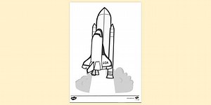 First Space Shuttle Launch Rocket Colouring Sheet