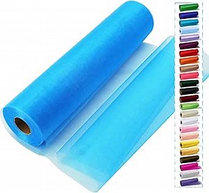 Turquoise Tulle Crystal Organza Fabric Rolls 12 Inch by 50 Yards (150 feet) Sheer Fabric for DIY Tutu Bow Baby Shower Birthday Party Wedding Decorations Christmas Craft Supplies