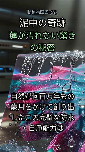 59. あなたは蓮の秘密を知っていますか？🤯 科学が解き明かす自然の驚異！ #蓮 #ハス #植物 #自然 #科学 #疎水性 #撥水 #ドキュメンタリー #驚き #秘密