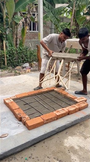 Tree branches + Cement = Amazing Table #shorts #DIY #homeimprovement #viral