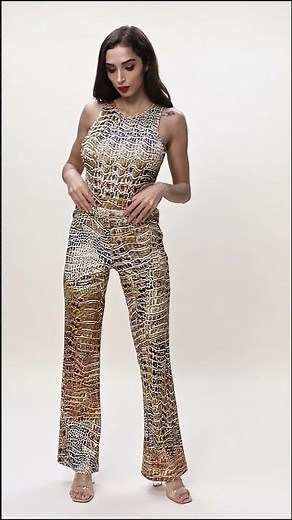 "🐊Wild & Stylish! Animal Print Cut - Out Jumpsuit"