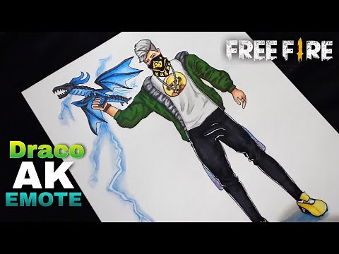 Draco Ak Emote Drawing || Evo Gun BLUE FLAME DRACO AK EMOTE freefire Drawing || KAKU ARTS