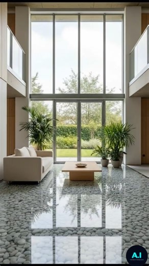 Massive Glass Walls + Stone River Floor! 🌊 The most transparent room makeover ever.