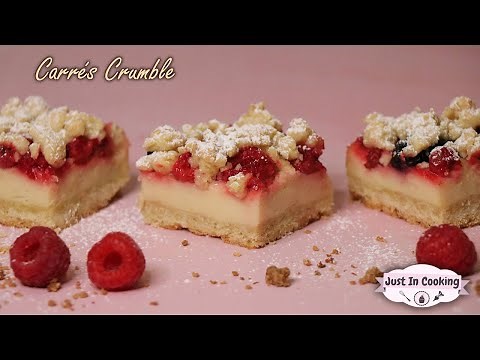 Recette des Carrés Crumble aux Fruits Rouges, Crème à l'Amande et au Citron