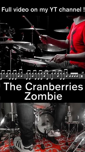The Cranberries - Zombie - Drum cover (with scrolling drum score) #drumscore #drumtranscription