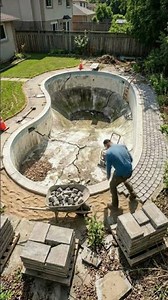 Old Pool Renovation Timelapse | Full Backyard Transformation #shorts