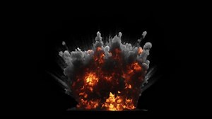 Large explosion close view on transparent background 3d rendering of fire explosion simulation with alpha channel (transparent background)