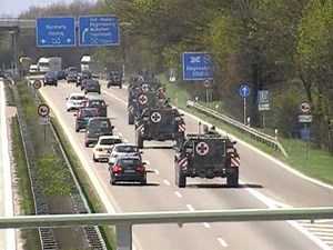 German military convoy on the highway (Autobahn)