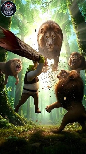 Shrek Saves Superman from Giant Lions #strangerthings #edit #shorts #shrek #superman #lions