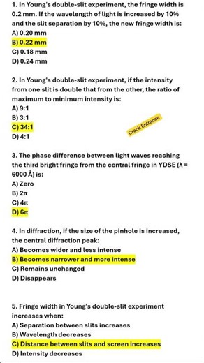 Wave optics MCQ #shortsfeed