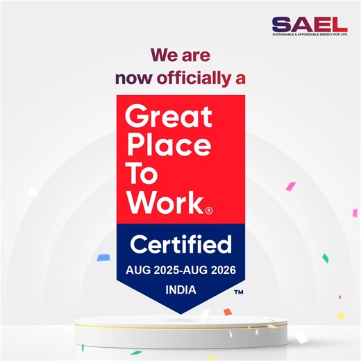 Proud to share that SAEL is now a Great Place to Work® certified, a reflection of the respect, trust, and collaboration that define our culture. This achievement belongs to every member of SAEL whose passion and integrity create an environment where everyone feels valued and empowered to grow. Thank you for making SAEL a place where innovation ignites and people come first. #LifeatSAEL #GreatPlaceToWork #PeopleFirst #SAEL #WorkplaceExcellence #culture | SAEL Industries Limited