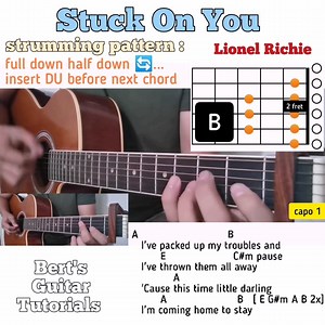 Stuck On You - Lionel Richie guitar chords w/ lyrics & strumming tutorial | Bert's Guitar Tutorials