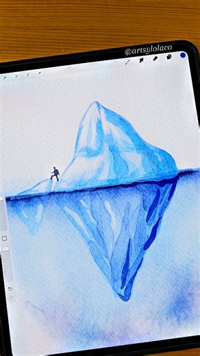 Artsy Lola Co on Instagram: "Simple Glaciers 🧊 Used: Realistic Watercolor Brushset by Artsy Lola Co. Exact brushset, washi tape and canvases are available at our Website for Procreate. #procreate #procreatebrushes #glaciers"