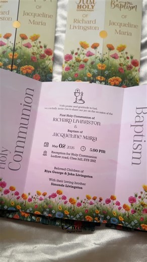 Extreme digital print - Wedding invitation cards on Instagram: "Elegant First Holy Communion and Baptism invitation cards, designed with soft florals and a timeless Christian touch 🤍 Custom names, premium print, and graceful finishes to make sacred moments truly memorable. Perfect for • First Holy Communion invitations • Baptism invitations • Church ceremony cards • Custom religious stationery DM us for custom designs and bulk printing. Made with care, printed with perfection. ✨✝️"