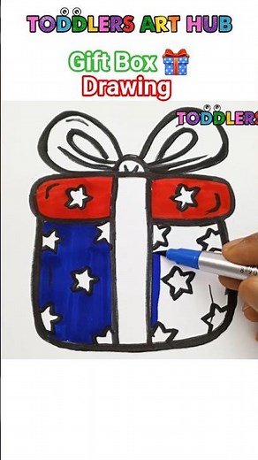 Gift Box Drawing Easy 🎁 | Easy Drawing #shorts #art #drawingforkids