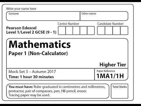 Maths GCSE paper 1H mock set 3 walkthrough non calculator