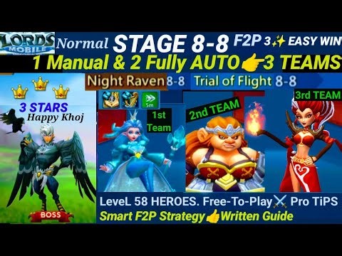 Lords Mobile Chapter 8-8 Normal AUTO + MANUAL 👉3 Teams F2P Easy 3★ Clear| Trial of Fight| Stage 8-8
