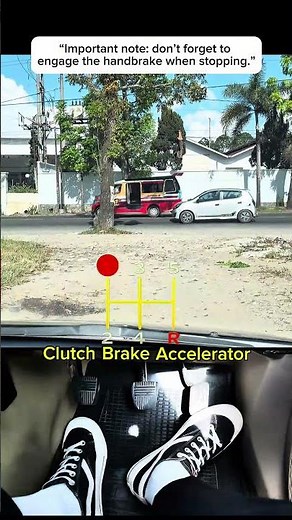 Important note: don’t forget to engage the handbrake when stopping.