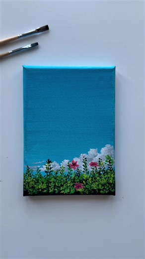 Tiny Flower Field Acrylic Painting Tutorial