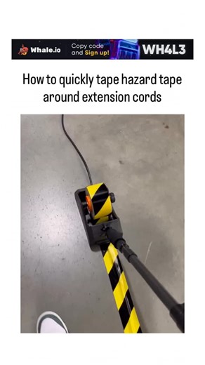 Elixo on Instagram: "- The post features a 9-second video tutorial demonstrating how to use a caution tape dispenser attached to a pole to rapidly wrap yellow hazard tape around an extension cord, enhancing visibility and reducing trip hazards in workspaces like warehouses. - Posted by on February 2, 2026, it credits an Instagram source (@gaffgun) and has garnered 541 likes and 550 replies within hours, mostly from Indonesian users expressing surprise at the efficient technique. - This hack alig