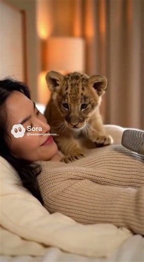 Cute Baby Lion Cub Roaring on My Chest (ASMR)